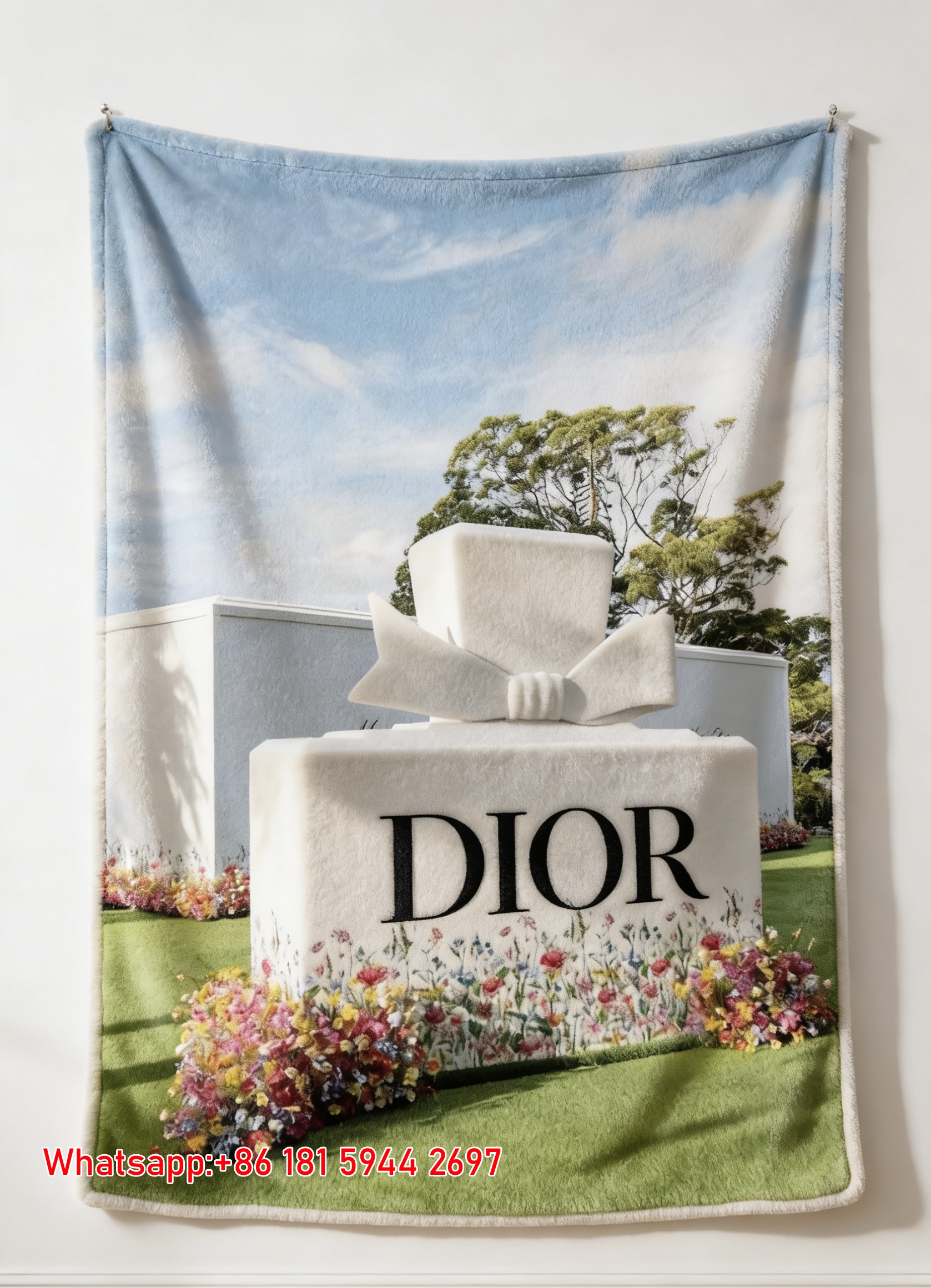 Dior Perfume Bottle Garden Flannel Throw Blanket D194
